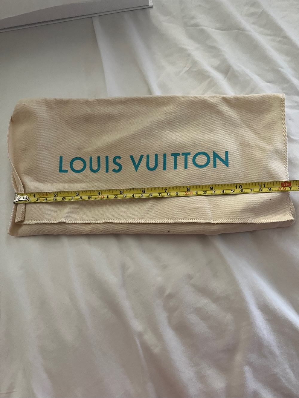 Louis Vuitton Beige Dust Cover with Teal Lettering - Picture 2 of 4